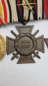Original tysk ww1 ordensspange (Eisernes kreuz, 2.kl, China-Denkmünze, Ehrenkreuz des Weltkrieges (G7 Unbekanter), Dienstauszeichnung 1. Klasse)