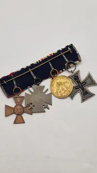 Original tysk ww1 ordensspange (Eisernes kreuz, 2.kl, China-Denkmünze, Ehrenkreuz des Weltkrieges (G7 Unbekanter), Dienstauszeichnung 1. Klasse)