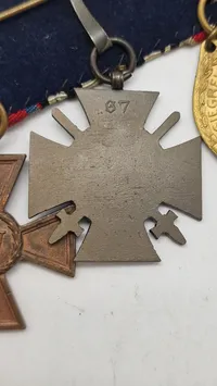 Original tysk ww1 ordensspange (Eisernes kreuz, 2.kl, China-Denkmünze, Ehrenkreuz des Weltkrieges (G7 Unbekanter), Dienstauszeichnung 1. Klasse)