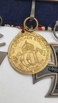 Original tysk ww1 ordensspange (Eisernes kreuz, 2.kl, China-Denkmünze, Ehrenkreuz des Weltkrieges (G7 Unbekanter), Dienstauszeichnung 1. Klasse)