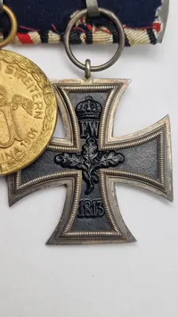 Original tysk ww1 ordensspange (Eisernes kreuz, 2.kl, China-Denkmünze, Ehrenkreuz des Weltkrieges (G7 Unbekanter), Dienstauszeichnung 1. Klasse)
