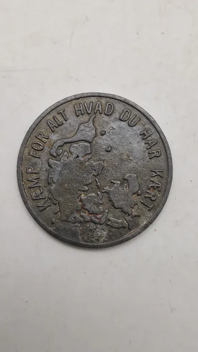 Sjælden original minde mønt fra den danske besættelse. Tidlig udgave