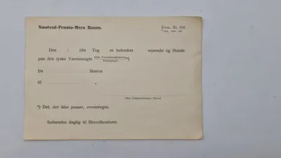 Originalt værnemagtsbevis fra Næstved-Præstø-Mern banen