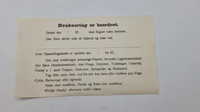 Original evakueringsseddel, ww2