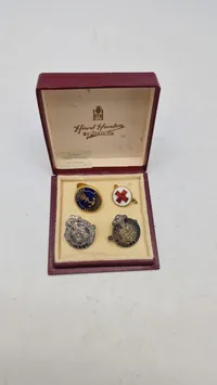 Samling pins med æske