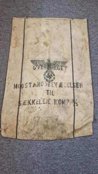 Original forplejningssæk, overdraget til den danske modstandsbevægelse
