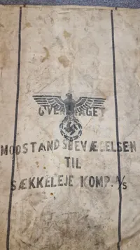Original forplejningssæk, overdraget til den danske modstandsbevægelse
