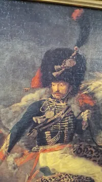 Stort billede af Officer of the Imperial Horse Guards Charging (dansk: Officeren fra den kejserlige hestegarde angriber) af den franske maler Théodore Géricault