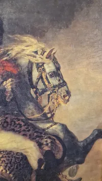 Stort billede af Officer of the Imperial Horse Guards Charging (dansk: Officeren fra den kejserlige hestegarde angriber) af den franske maler Théodore Géricault