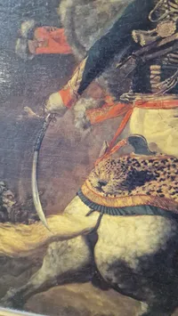 Stort billede af Officer of the Imperial Horse Guards Charging (dansk: Officeren fra den kejserlige hestegarde angriber) af den franske maler Théodore Géricault