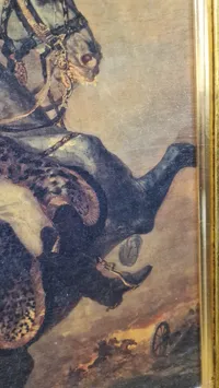 Stort billede af Officer of the Imperial Horse Guards Charging (dansk: Officeren fra den kejserlige hestegarde angriber) af den franske maler Théodore Géricault