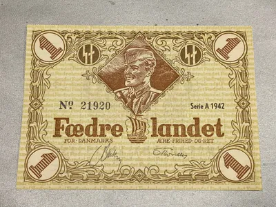 Ekstremt sjælden DNSAP propaganda anvisning i mint stand - sedlerne blev relativt hurtigt gjort ulovlige af det danske politi, da man mente at der var tale om falskmøntneri