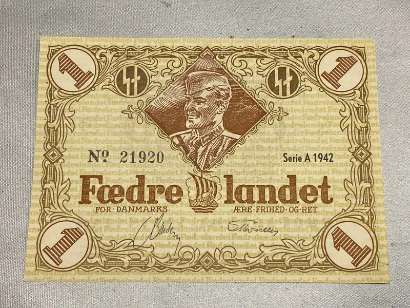 Ekstremt sjælden DNSAP propaganda anvisning i mint stand - sedlerne blev relativt hurtigt gjort ulovlige af det danske politi, da man mente at der var tale om falskmøntneri
