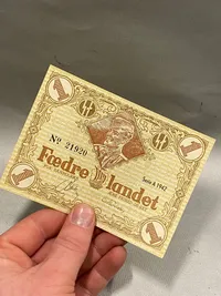 Ekstremt sjælden DNSAP propaganda anvisning i mint stand - sedlerne blev relativt hurtigt gjort ulovlige af det danske politi, da man mente at der var tale om falskmøntneri