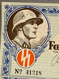 Ekstremt sjælden DNSAP propaganda anvisning i mint stand - sedlerne blev relativt hurtigt gjort ulovlige af det danske politi, da man mente at der var tale om falskmøntneri