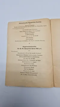 Originalt Program fra olympiaden 1936 med Dansk officer