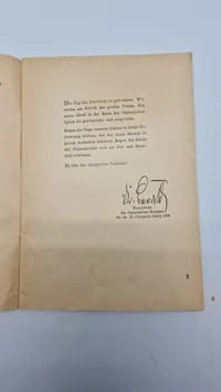 Originalt Program fra olympiaden 1936 med Dansk officer