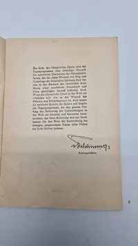 Originalt Program fra olympiaden 1936 med Dansk officer