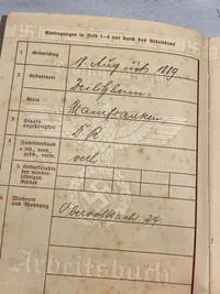 Original tysk arbejdsbog