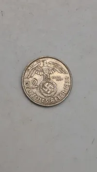 Original 2 Reichmark af sølv fra 1938