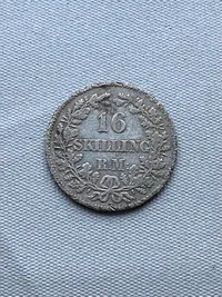 Original 16 skilling af sølv 1856