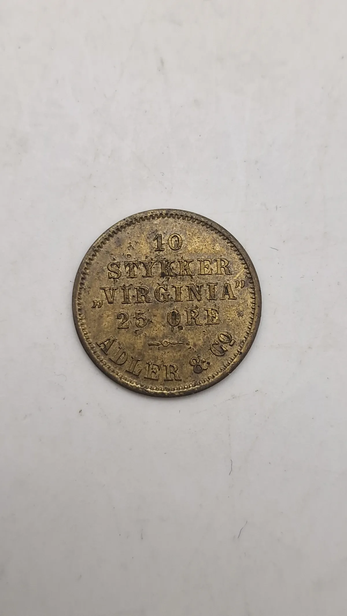 Original dansk reklame-jeton fra Adler & Co