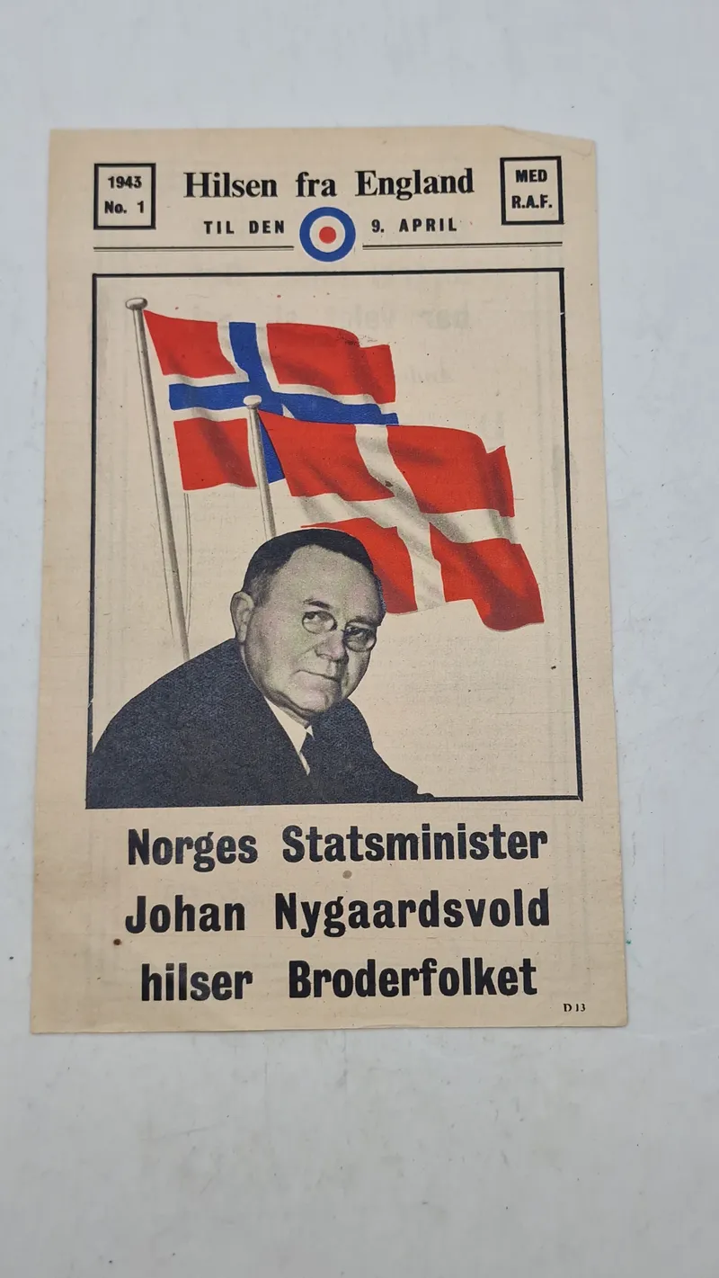 Originalt illegalt blad, nedkastet over DK fra Engelske maskiner ww2