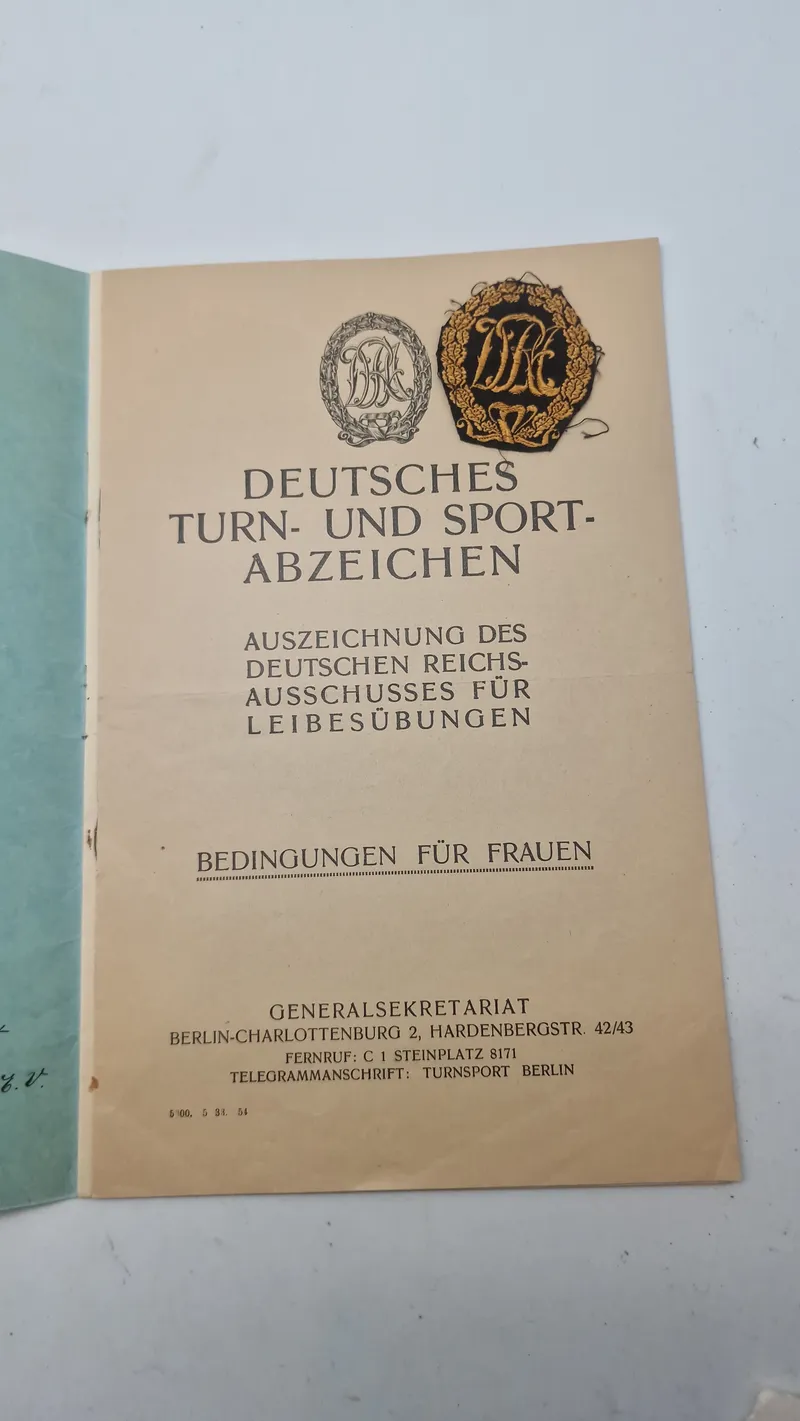 Originalt sportsabzeichen urkunde & stofmærke
