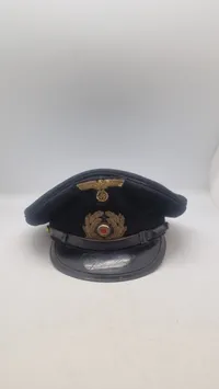Tysk officerskasket Marine, mærker originale kasket måske lige efter krigen