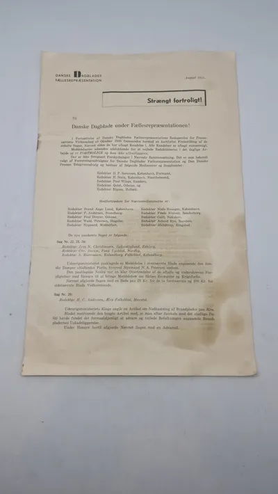 Originalt fortroligt dokument WW2