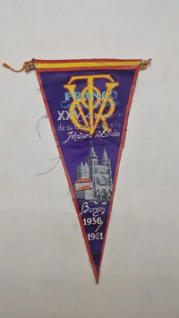 vimpel, der fejrer Francisco Francos 25-års jubilæum for overtagelsen af statsoverhovedet i Burgos, Spanien, i 1961