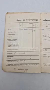 Original dansk soldaterbog og hundetegn fra 1937