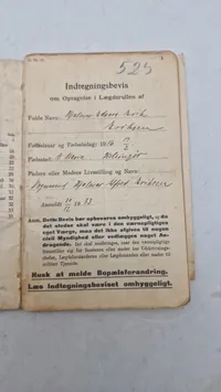 Original dansk soldaterbog og hundetegn fra 1937