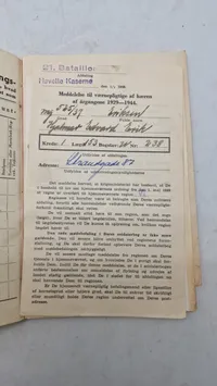 Original dansk soldaterbog og hundetegn fra 1937