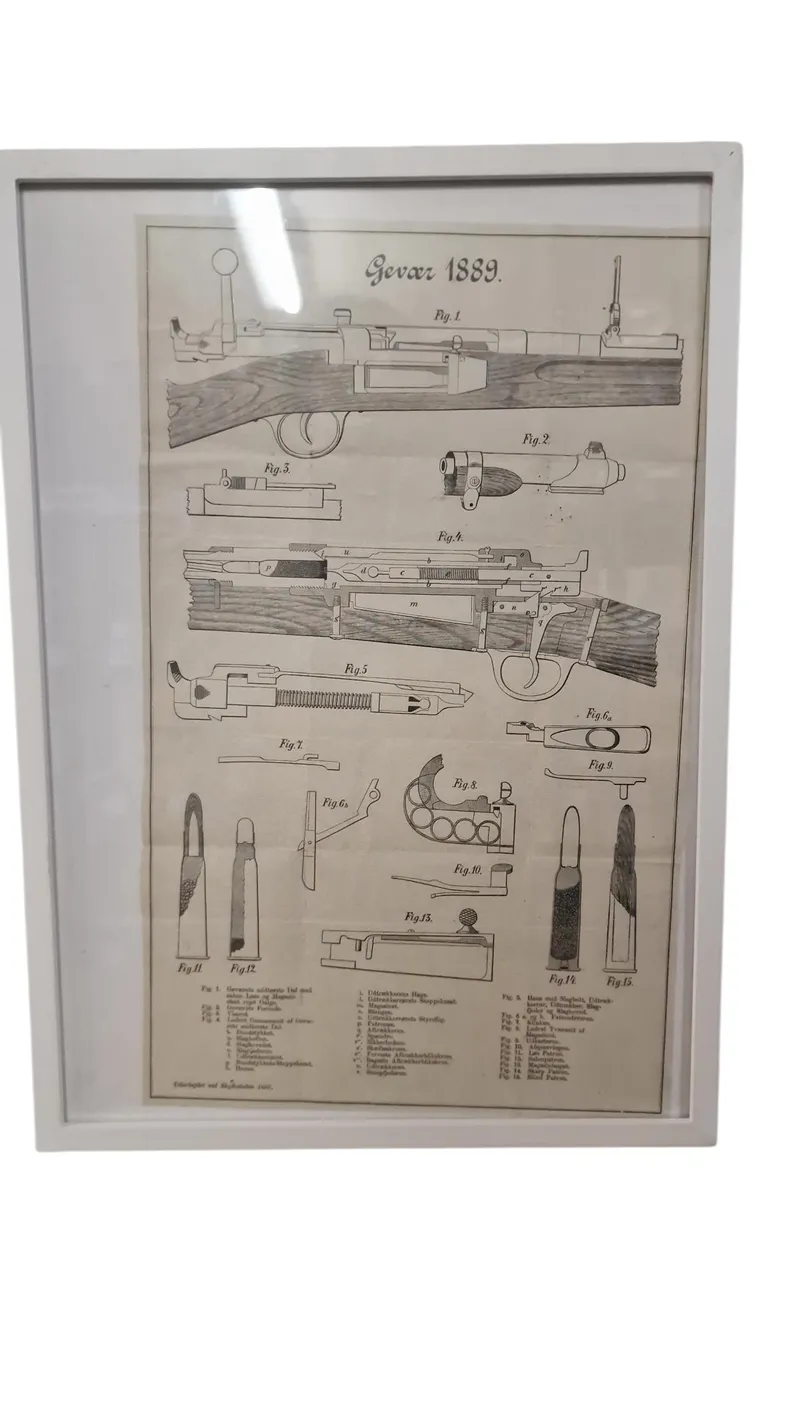 Indrammet våbenplakat med gevær 89