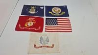5 små silke-bordflag US-Marine korps - hær - flåde - flyvevåben - 1 defekt