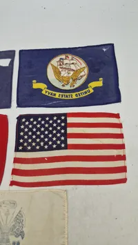 5 små silke-bordflag US-Marine korps - hær - flåde - flyvevåben - 1 defekt