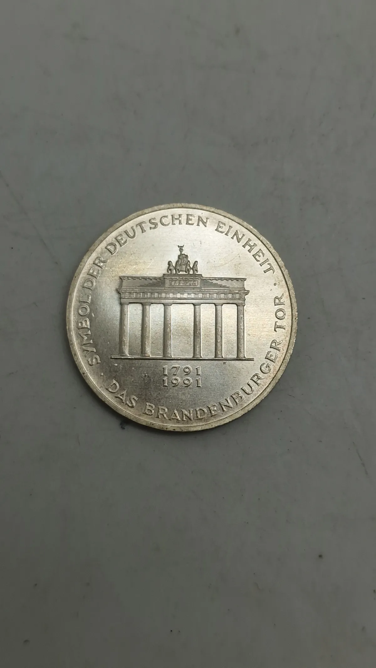 tysk sølvmønt på 10 Deutsche Mark fra 1991