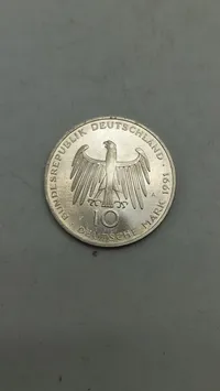 tysk sølvmønt på 10 Deutsche Mark fra 1991