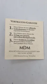 tysk sølvmønt på 10 Deutsche Mark fra 1991