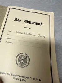Original Tysk WW2 Ahnepass der kan dokumentere at man er arisk