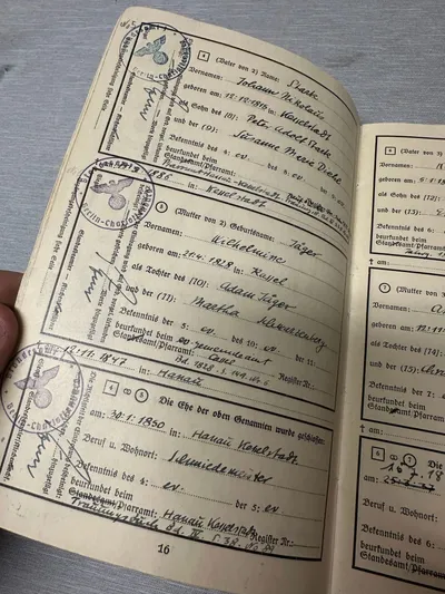 Original Tysk WW2 Ahnepass der kan dokumentere at man er arisk