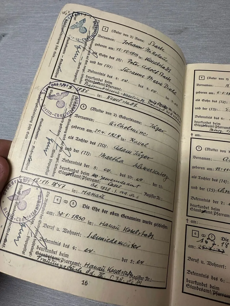 Original Tysk WW2 Ahnepass der kan dokumentere at man er arisk