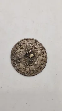 Original Kreuzer fra Salzburg, Østrig, præget omkring 1724. Sølv