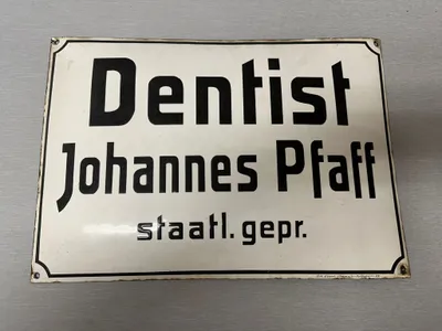 Stort Tysk emalje tandlægeskilt WW2