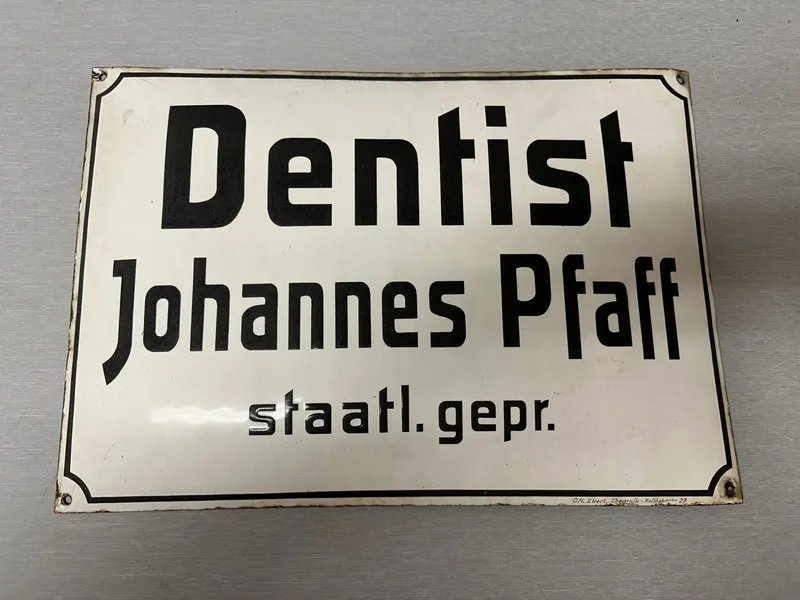 Stort Tysk emalje tandlægeskilt WW2