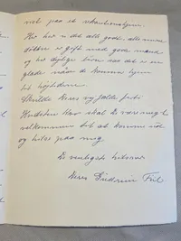 Sjældent originalt brev skrevet af Gudrun Fiil på Hvidsten kro - Gudrun var Modstandsmand Marius Fiils hustru