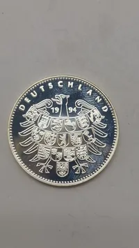 Original tysk sølvmønt eller medalje, der fejrer 5-årsdagen for Berlinmurens fald