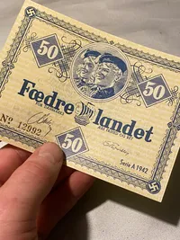 Ekstremt sjælden original DNSAP propaganda anvisning - sedlen blev hurtigt gjort ulovlig da man mente at der var tal om falskmøntneri