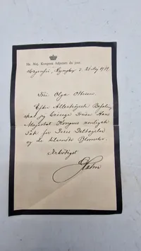 Sjældent originalt takkekort for deltagelse ved Kong Frederik 8’s begravelse i 1912